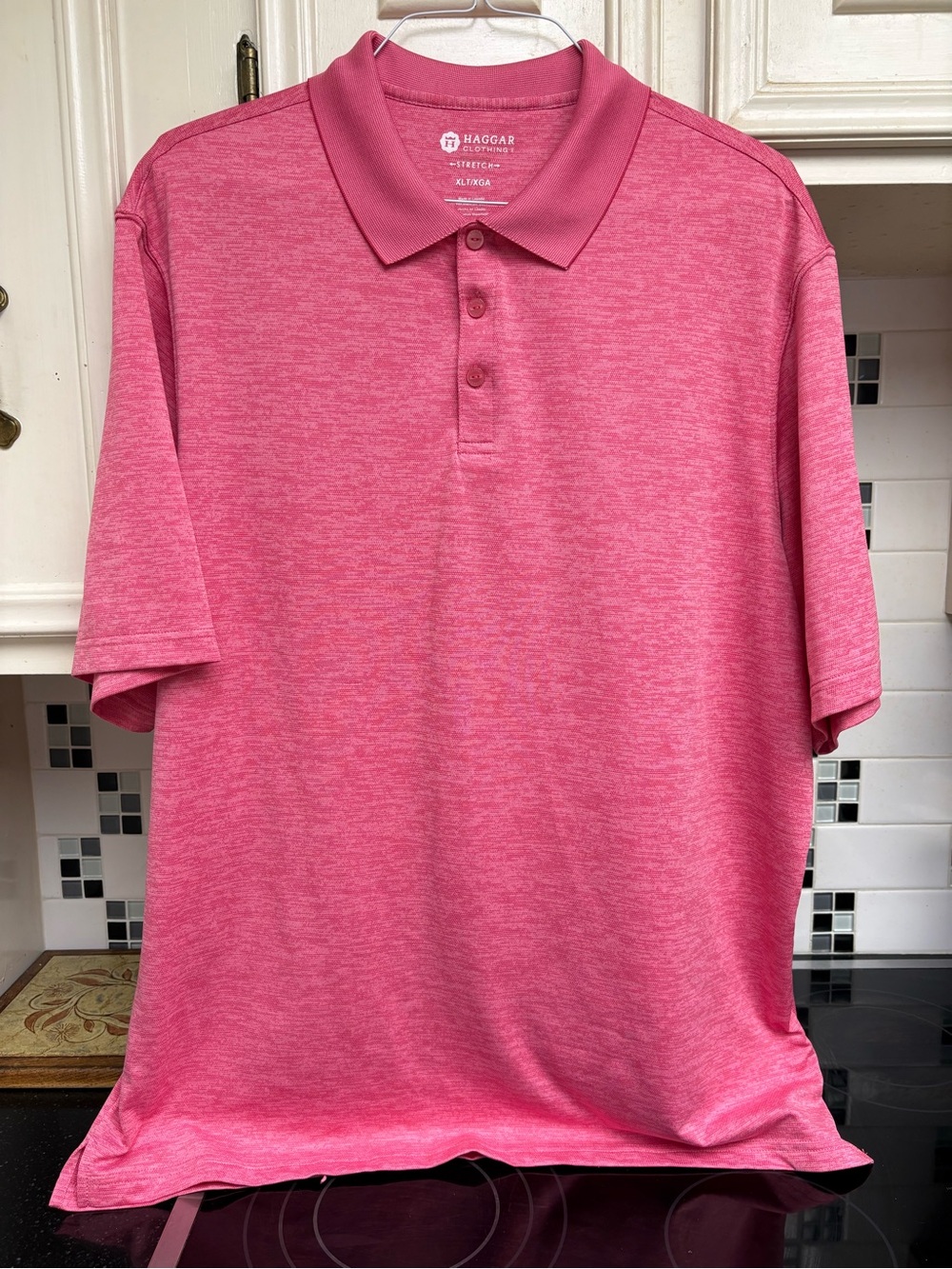 Haggar Men’s Heathered Pink Polo Shirt